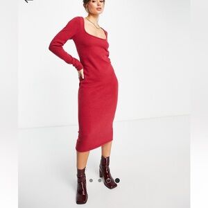 Red Midi sweater Dress